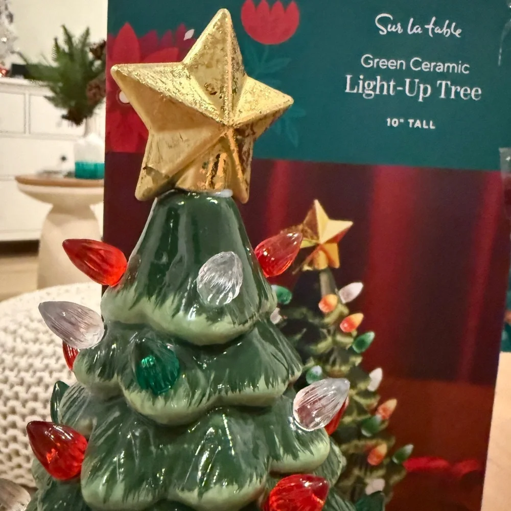 Green Ceramic Light-Up Tree with Star